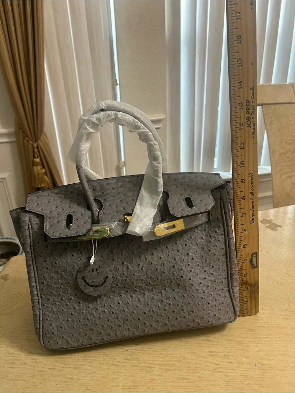 Classic Gray Ostrich-Texture Women’s Satchel UNBRANDED BIRKIN STYLE